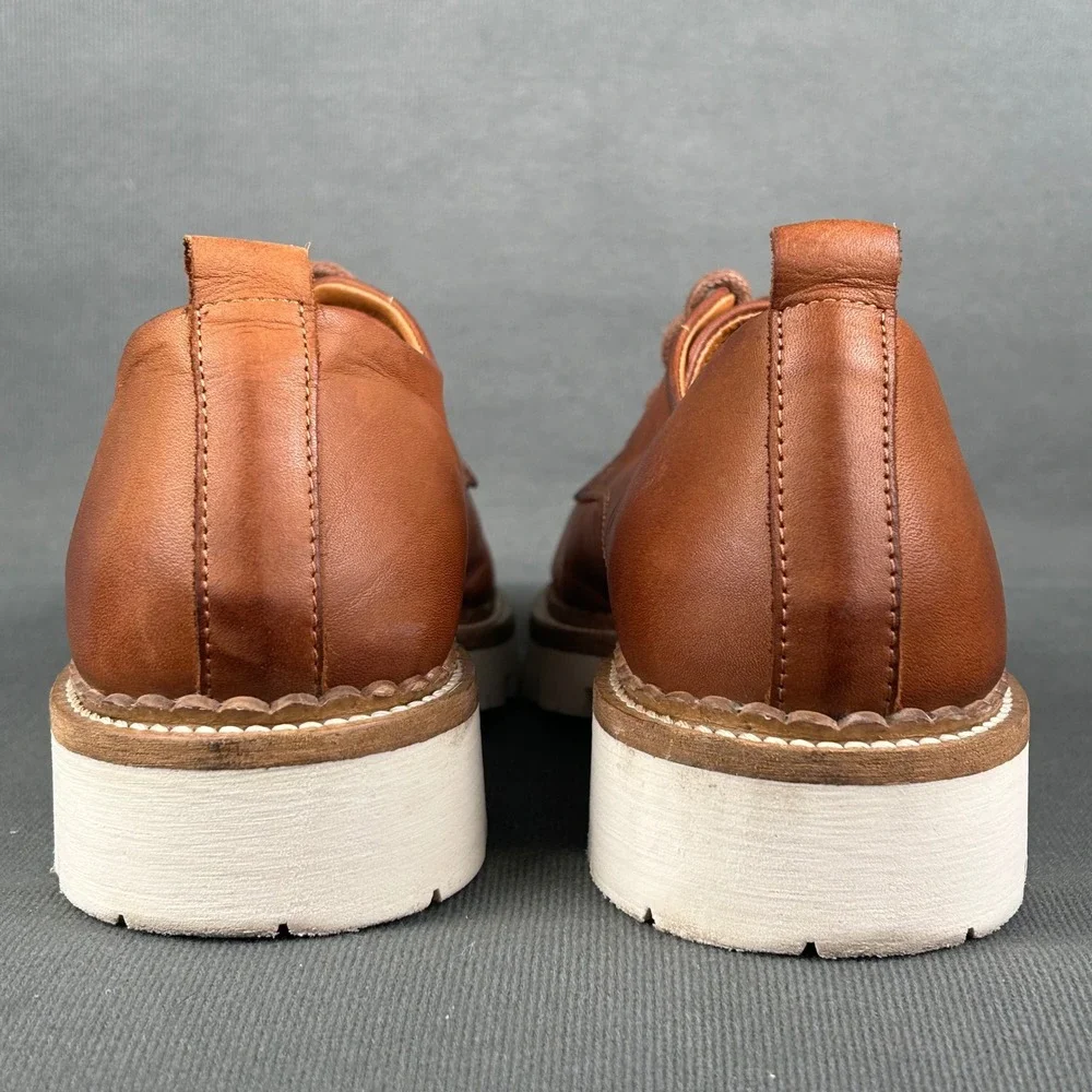 Miz Mooz Wren Brown Leather Wool Lined Lug Sole Oxford Shoes‎ Made in Portugal